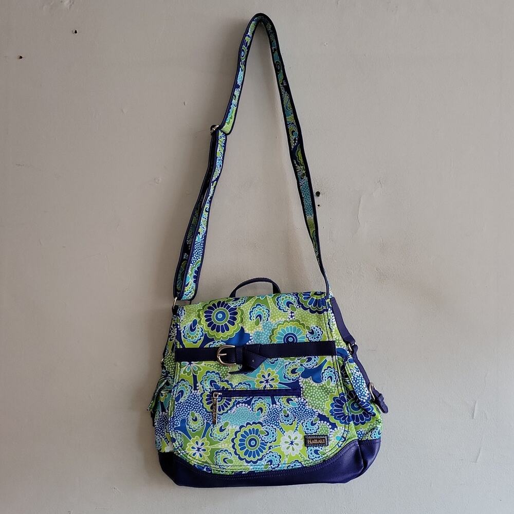 Hadaki Kiko Saddle bag in Jazz Cobalt crossbody purse blue/green floral